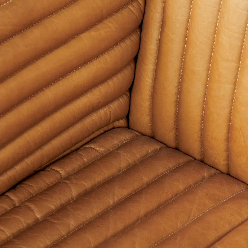 Sofa mit Cognac-Echtlederbezug - 86.6L x 38.6B x 26.4H