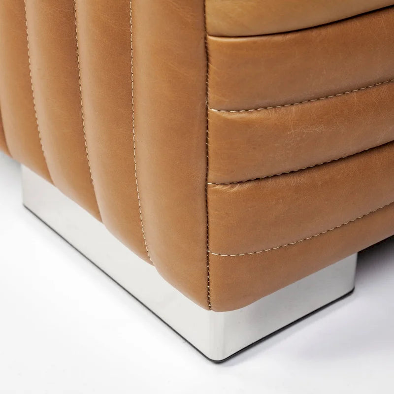 Sofa mit Cognac-Echtlederbezug - 86.6L x 38.6B x 26.4H