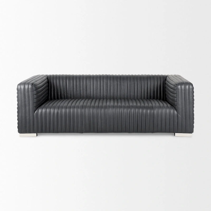 Sofa mit Cognac-Echtlederbezug - 86.6L x 38.6B x 26.4H