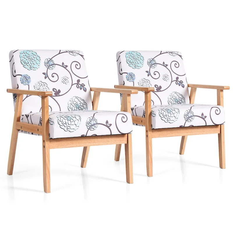 2PCS gepolsterter Akzent-Sessel fürs Homeoffice mit Holzgestell - 25 x 26.5 x 32