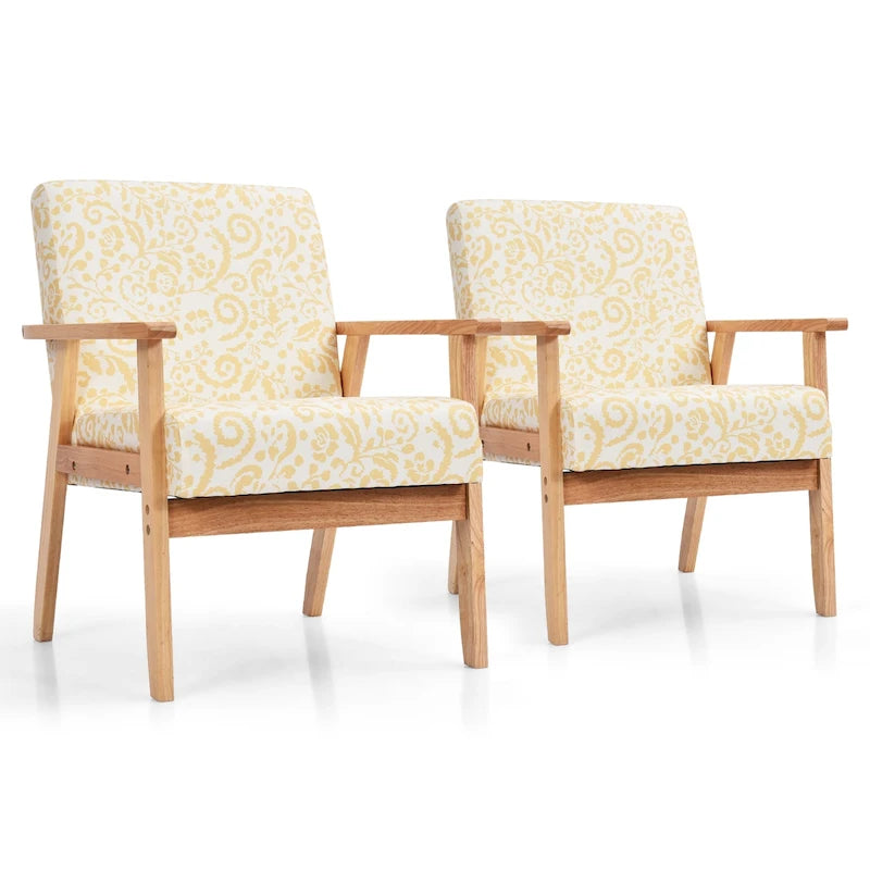 2PCS gepolsterter Akzent-Sessel fürs Homeoffice mit Holzgestell - 25 x 26.5 x 32