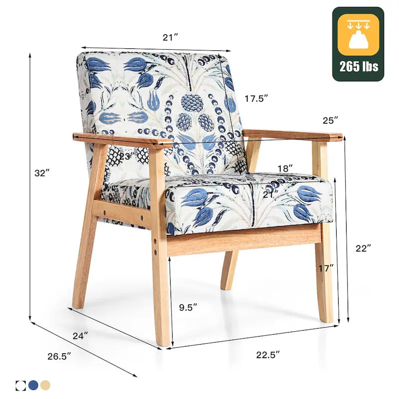2PCS gepolsterter Akzent-Sessel fürs Homeoffice mit Holzgestell - 25 x 26.5 x 32
