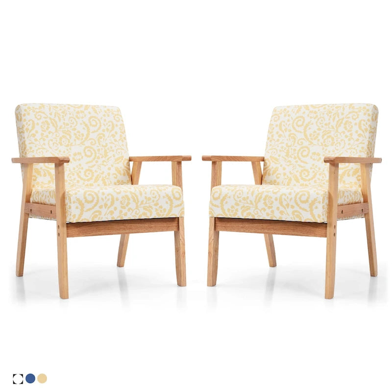 2PCS gepolsterter Akzent-Sessel fürs Homeoffice mit Holzgestell - 25 x 26.5 x 32