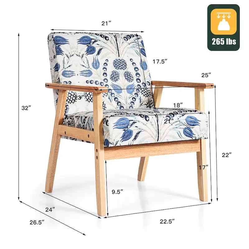 2PCS gepolsterter Akzent-Sessel fürs Homeoffice mit Holzgestell - 25 x 26.5 x 32
