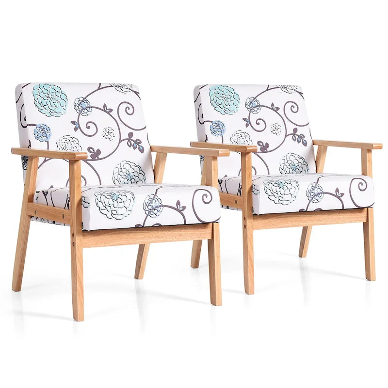 2PCS gepolsterter Akzent-Sessel fürs Homeoffice mit Holzgestell - 25 x 26.5 x 32