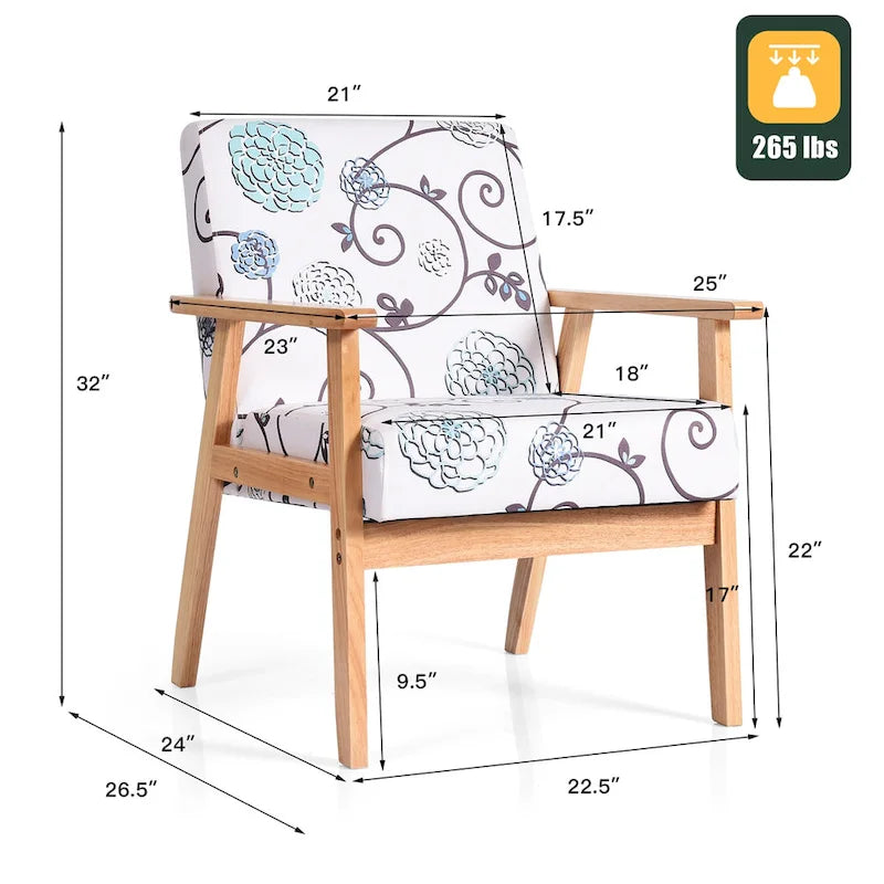 2PCS gepolsterter Akzent-Sessel fürs Homeoffice mit Holzgestell - 25 x 26.5 x 32