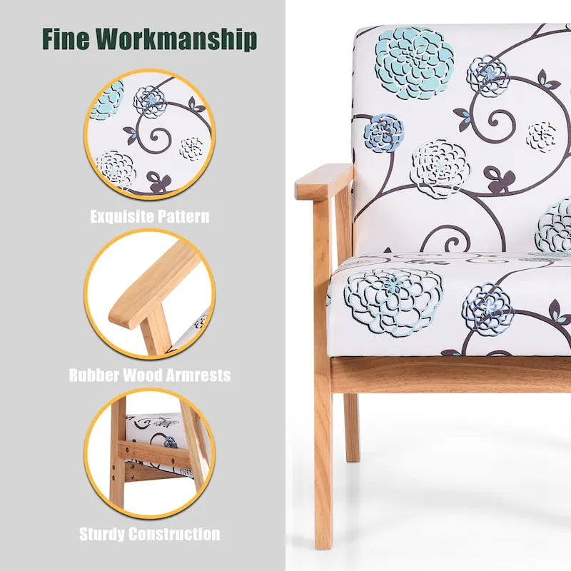 2PCS gepolsterter Akzent-Sessel fürs Homeoffice mit Holzgestell - 25 x 26.5 x 32
