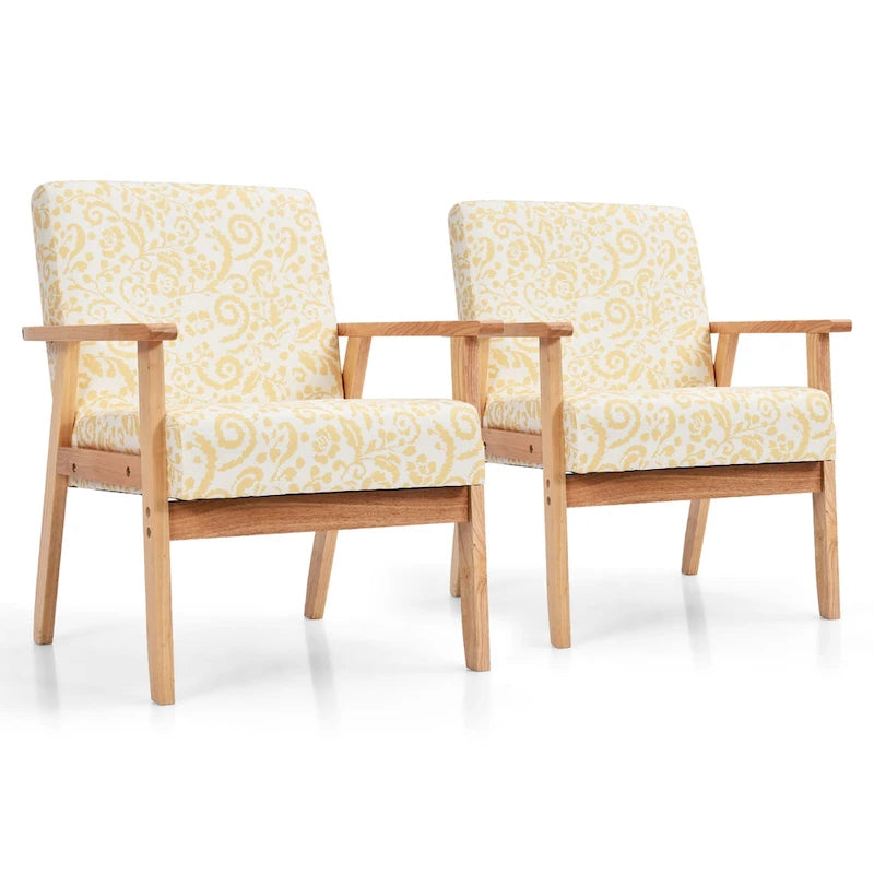 2PCS gepolsterter Akzent-Sessel fürs Homeoffice mit Holzgestell - 25 x 26.5 x 32