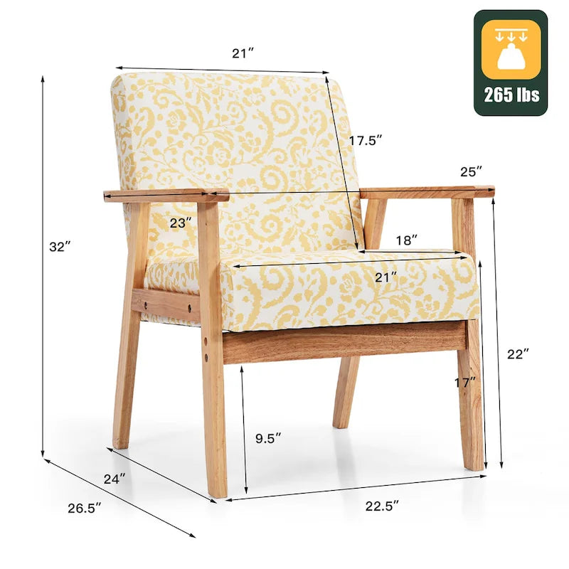 2PCS gepolsterter Akzent-Sessel fürs Homeoffice mit Holzgestell - 25 x 26.5 x 32