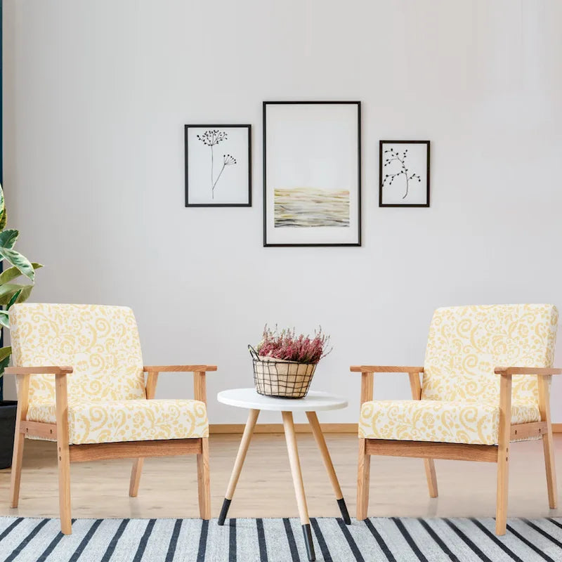 2PCS gepolsterter Akzent-Sessel fürs Homeoffice mit Holzgestell - 25 x 26.5 x 32