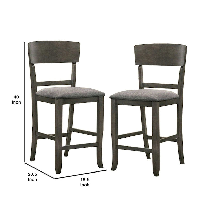 Cadeira de madeira à altura do balcão com encosto curvo, conjunto de 2 - 18.5 L x 20.5 W x 40 H