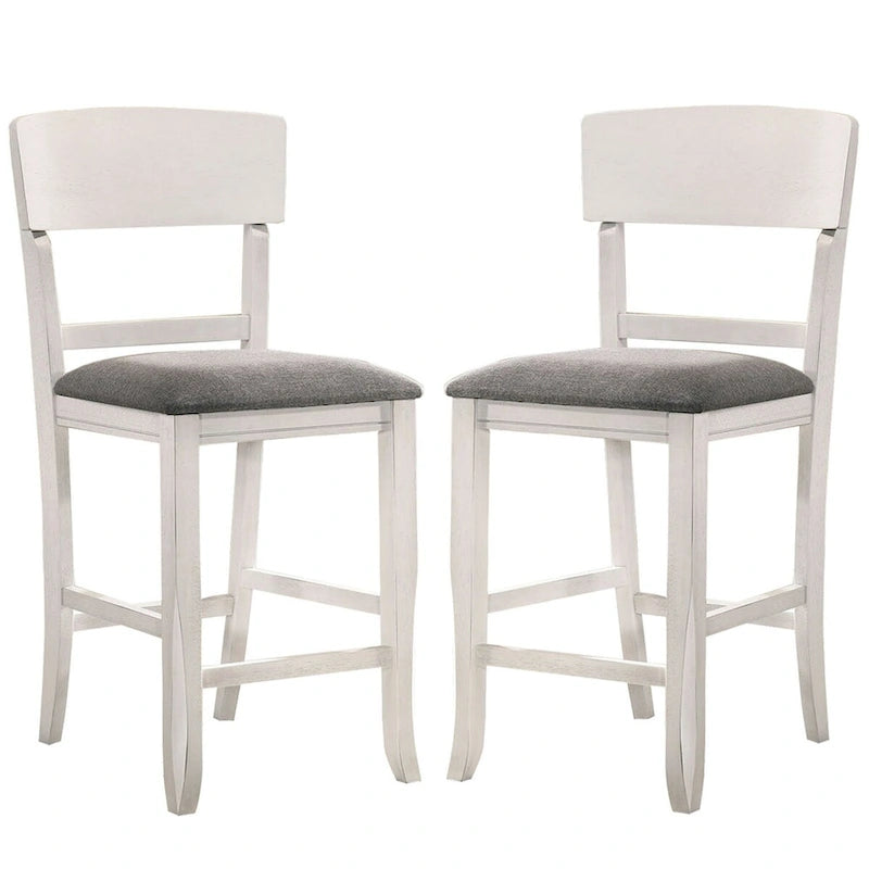 Cadeira de madeira à altura do balcão com encosto curvo, conjunto de 2 - 18.5 L x 20.5 W x 40 H