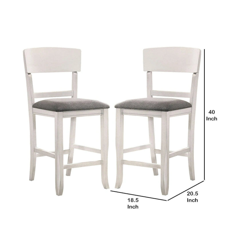 Cadeira de madeira à altura do balcão com encosto curvo, conjunto de 2 - 18.5 L x 20.5 W x 40 H