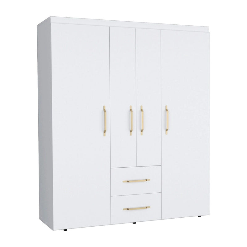 Kleiderschrank mit Kleiderstangen, Einlegeböden und 2 Schubladen