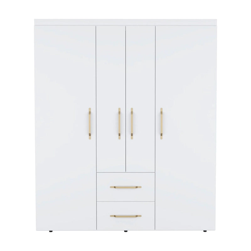 Kleiderschrank mit Kleiderstangen, Einlegeböden und 2 Schubladen