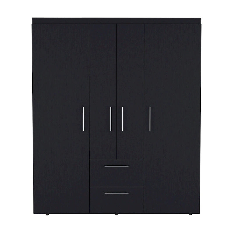 Kleiderschrank mit Kleiderstangen, Einlegeböden und 2 Schubladen