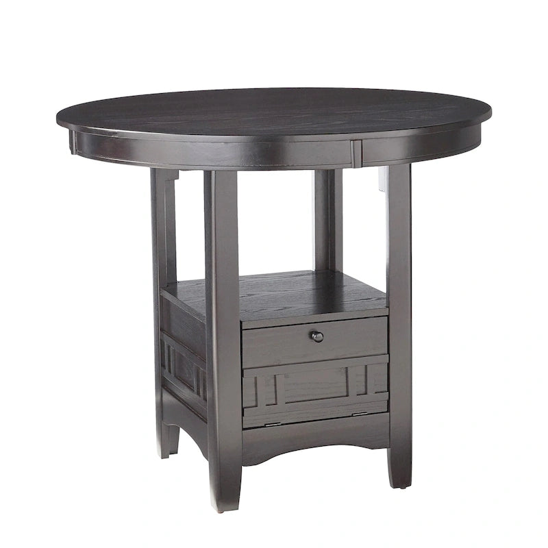 Table à manger ronde en bois avec espace de rangement gris