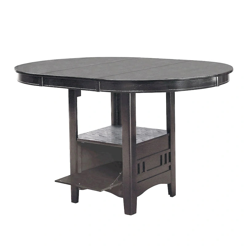 Table à manger ronde en bois avec espace de rangement gris