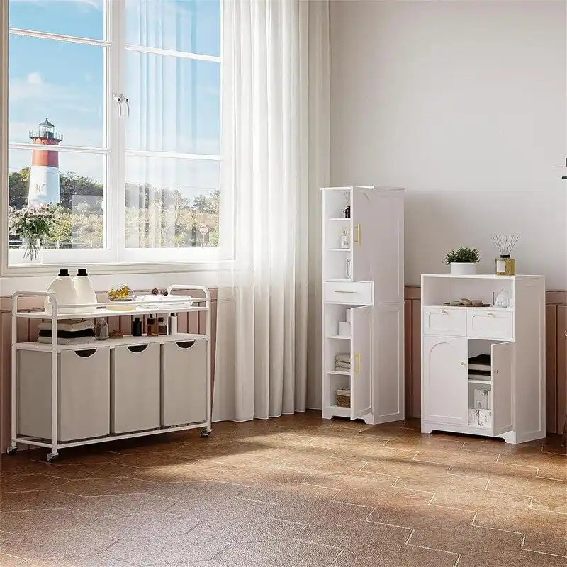 Hoches Badezimmer-Aufbewahrungsschrank mit 2 Türen - 11.81T x 15.75B x 66.93H