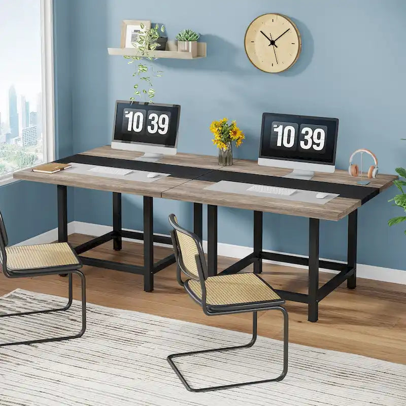 Kleiner Konferenzraumtisch für 4 Personen, quadratischer 40-Zoll-Holztisch fürs Homeoffice - 39-Zoll-D