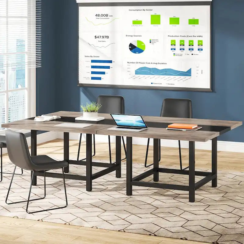 Kleiner Konferenzraumtisch für 4 Personen, quadratischer 40-Zoll-Holztisch fürs Homeoffice - 39-Zoll-D