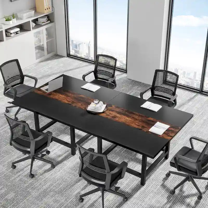 Kleiner Konferenzraumtisch für 4 Personen, quadratischer 40-Zoll-Holztisch fürs Homeoffice - 39-Zoll-D
