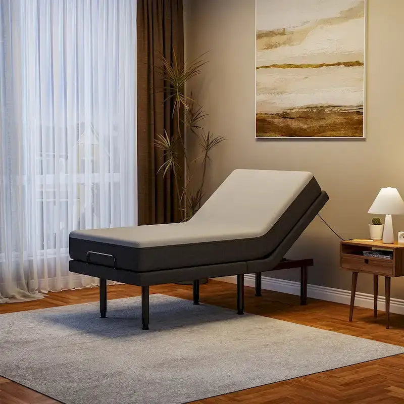 Verstellbares Bettgestell mit Massagefunktion, kabelloser Fernbedienung und leisem Motor
