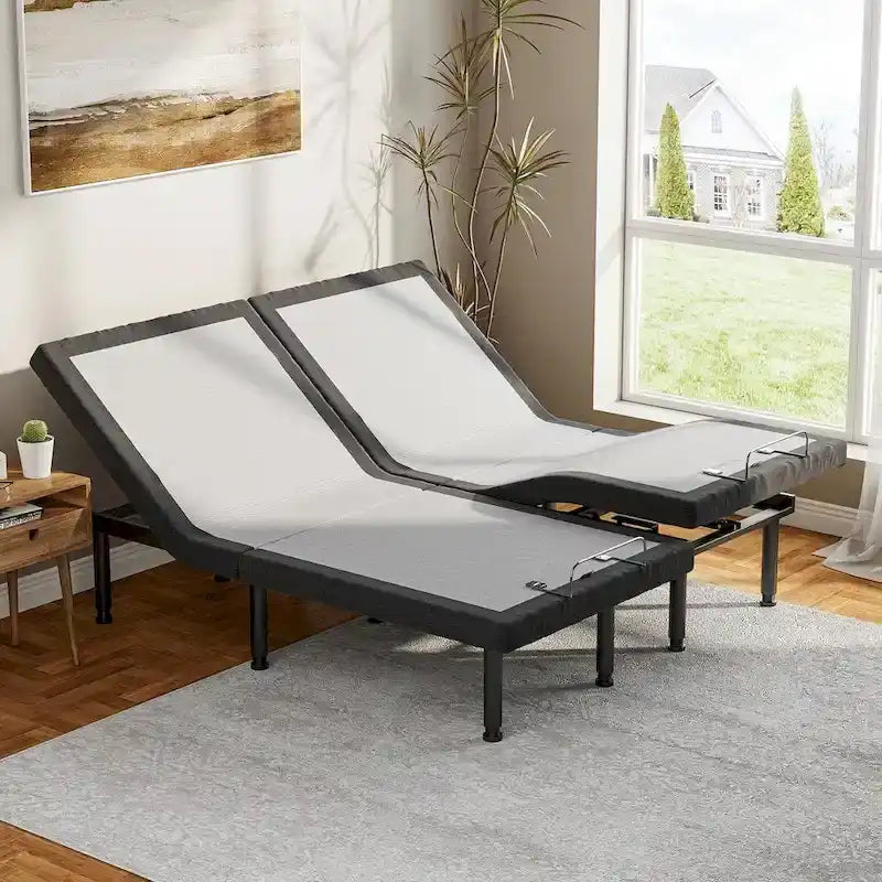 Verstellbares Bettgestell mit Massagefunktion, kabelloser Fernbedienung und leisem Motor