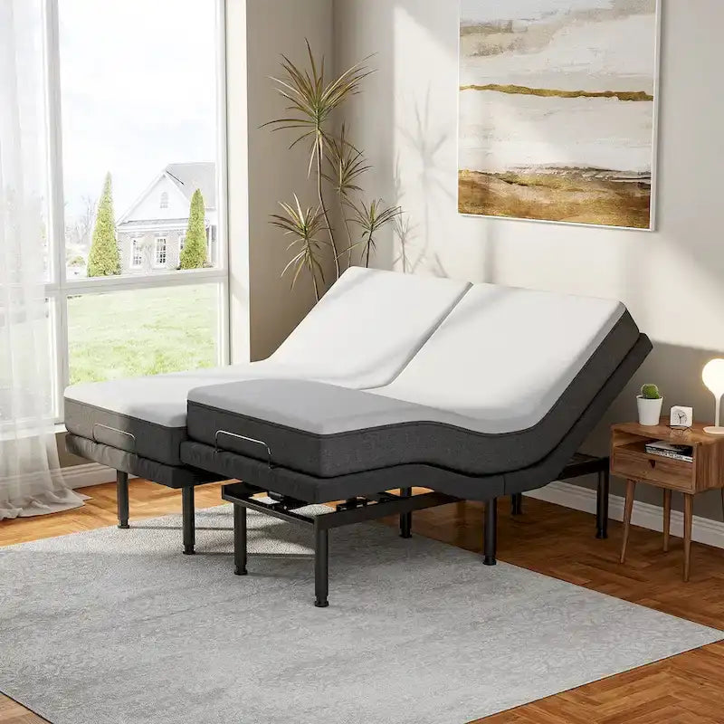 Verstellbares Bettgestell mit Massagefunktion, kabelloser Fernbedienung und leisem Motor