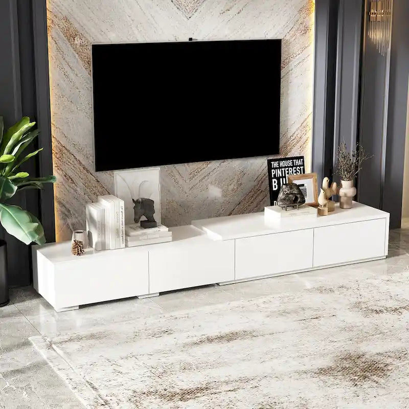 Moderner TV-Schrank - Aufbewahrungsschrank, weißes TV-Möbel