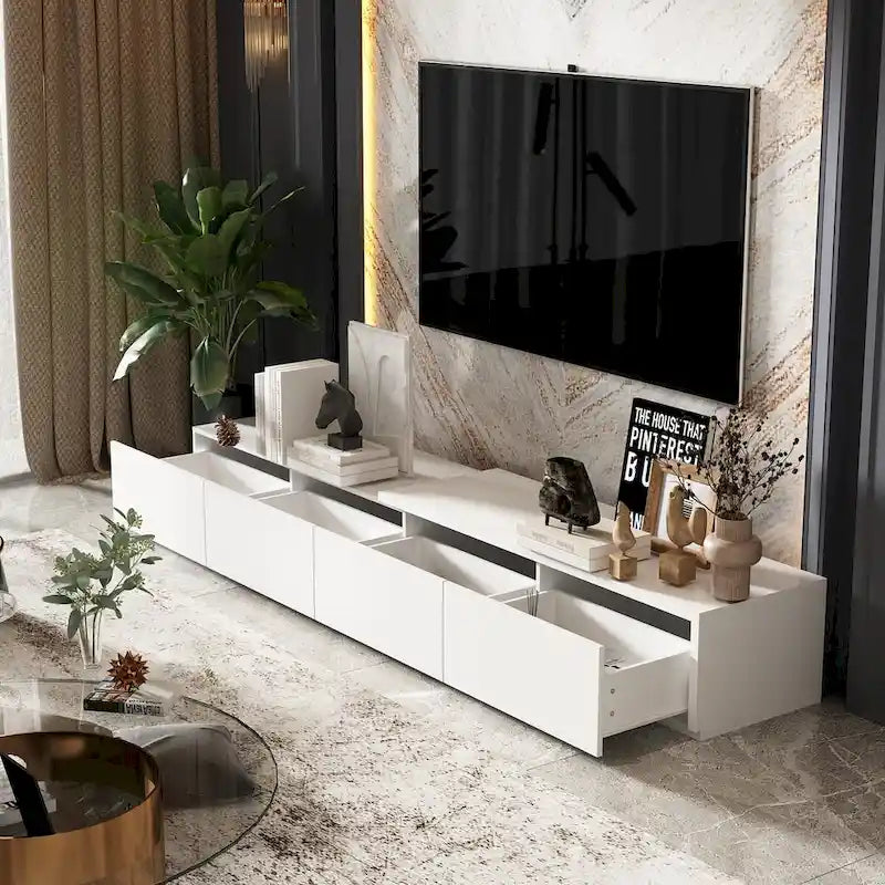 Moderner TV-Schrank - Aufbewahrungsschrank, weißes TV-Möbel