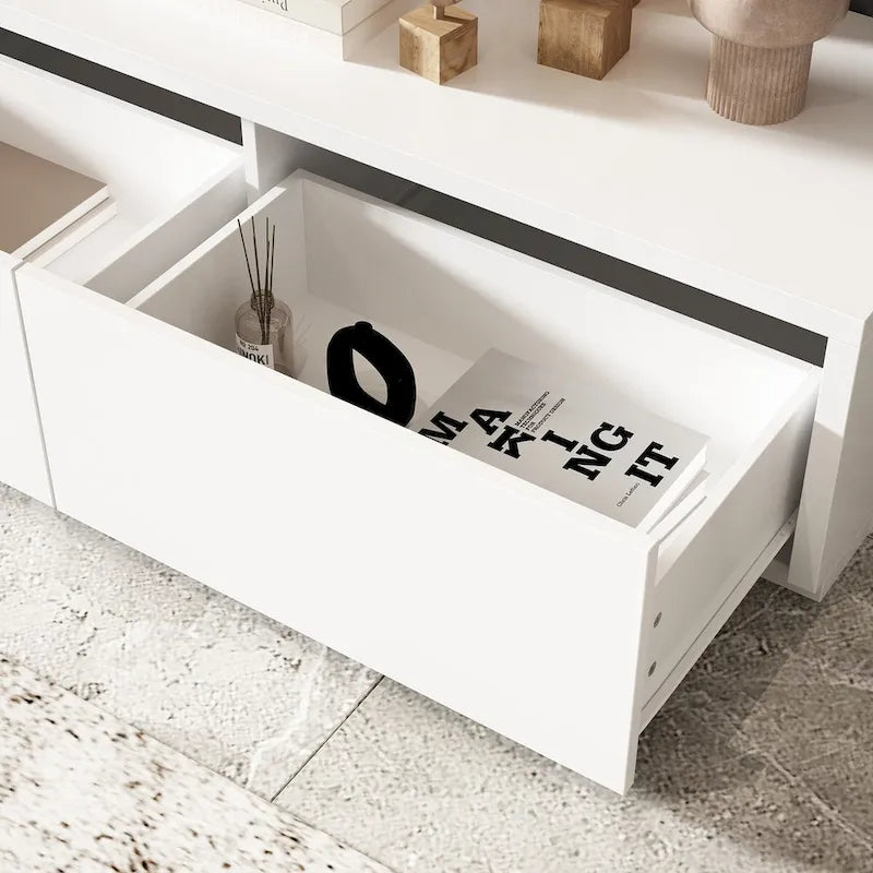 Moderner TV-Schrank - Aufbewahrungsschrank, weißes TV-Möbel