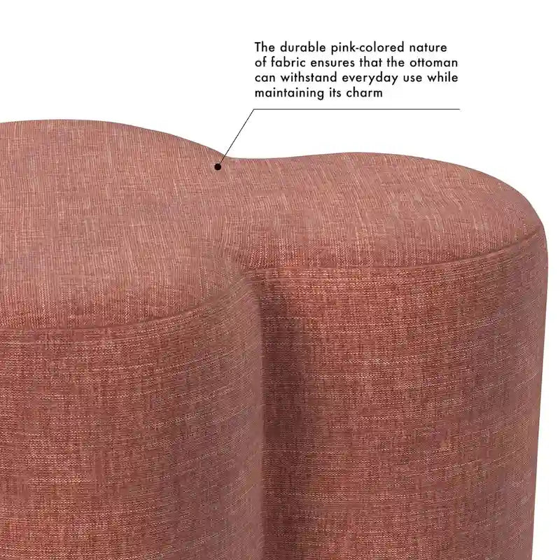 Pouf rotondo a forma di trifoglio con poggiapiedi e tessuto imbottito, seduta decorativa per il soggiorno