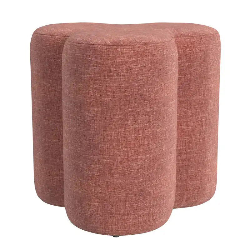 Pouf rotondo a forma di trifoglio con poggiapiedi e tessuto imbottito, seduta decorativa per il soggiorno