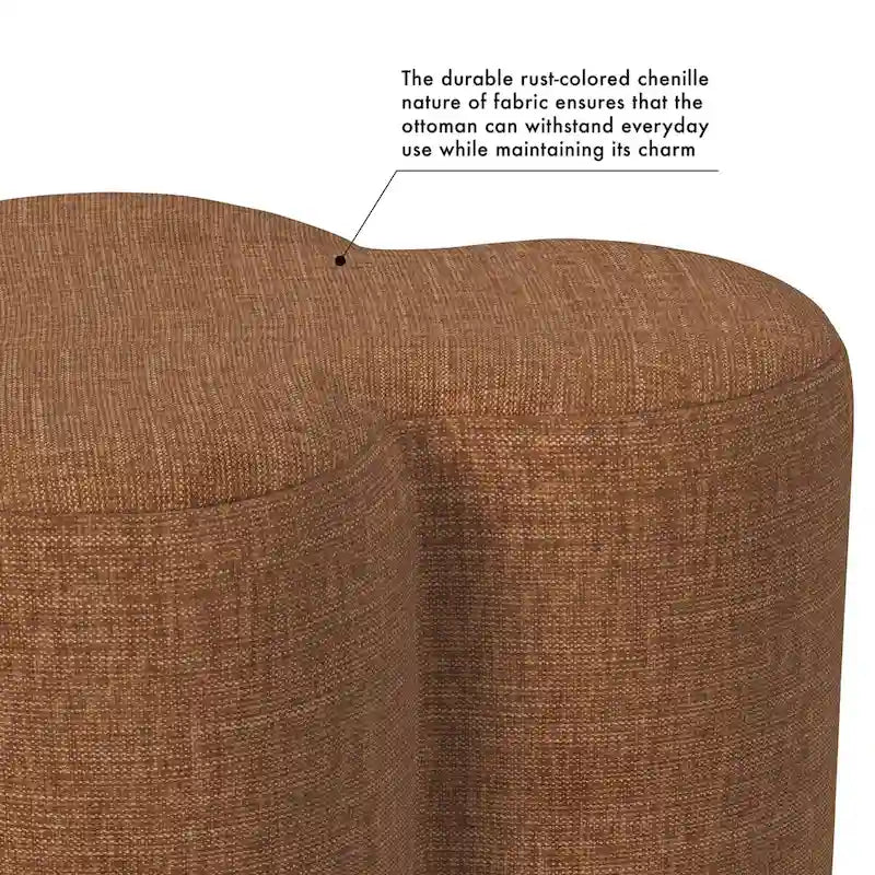 Pouf rotondo a forma di trifoglio con poggiapiedi e tessuto imbottito, seduta decorativa per il soggiorno