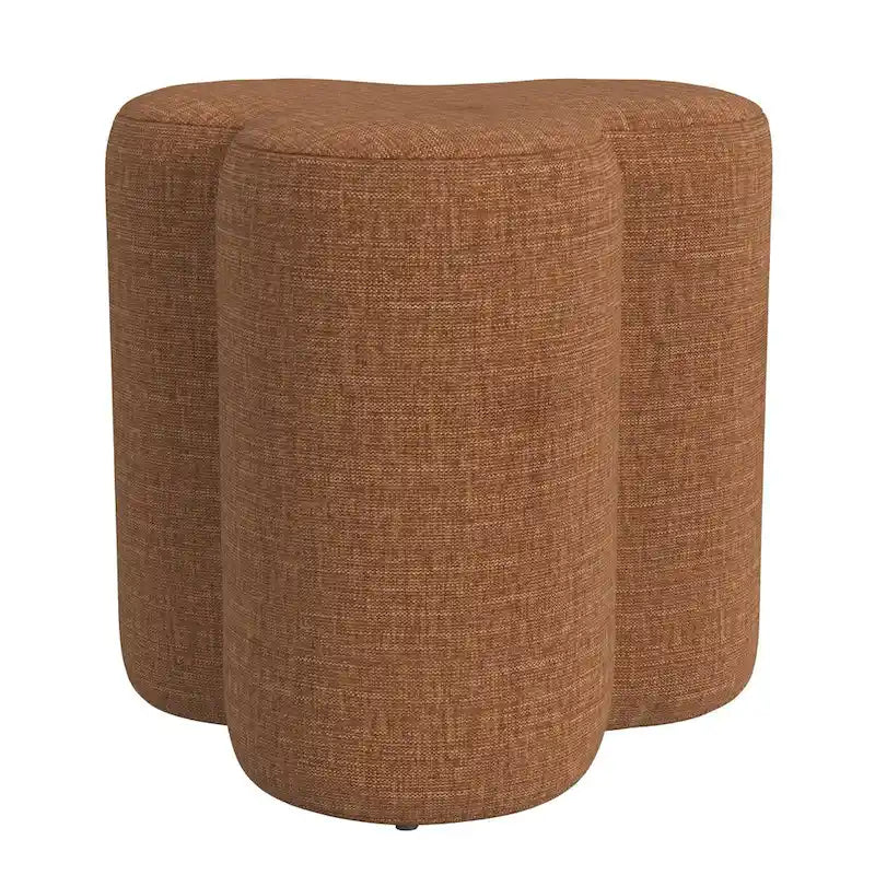 Pouf rotondo a forma di trifoglio con poggiapiedi e tessuto imbottito, seduta decorativa per il soggiorno