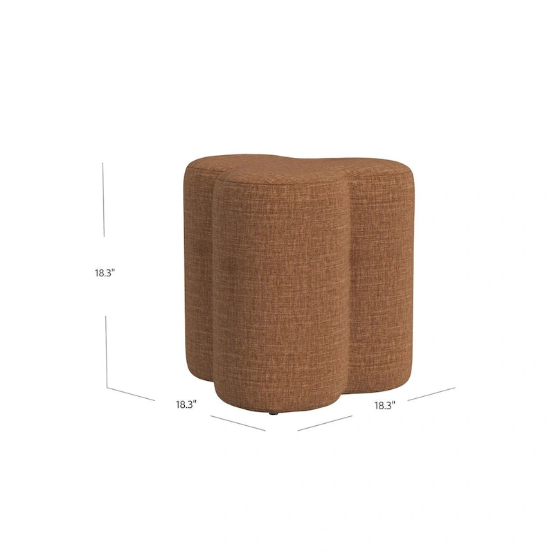 Pouf rotondo a forma di trifoglio con poggiapiedi e tessuto imbottito, seduta decorativa per il soggiorno