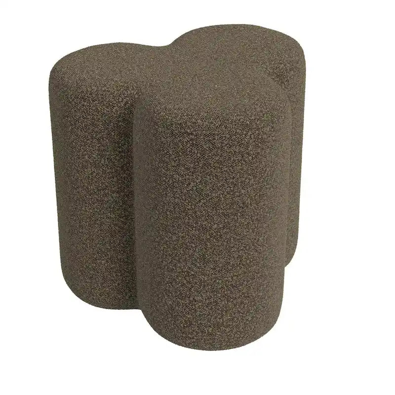 Pouf rotondo a forma di trifoglio con poggiapiedi e tessuto imbottito, seduta decorativa per il soggiorno