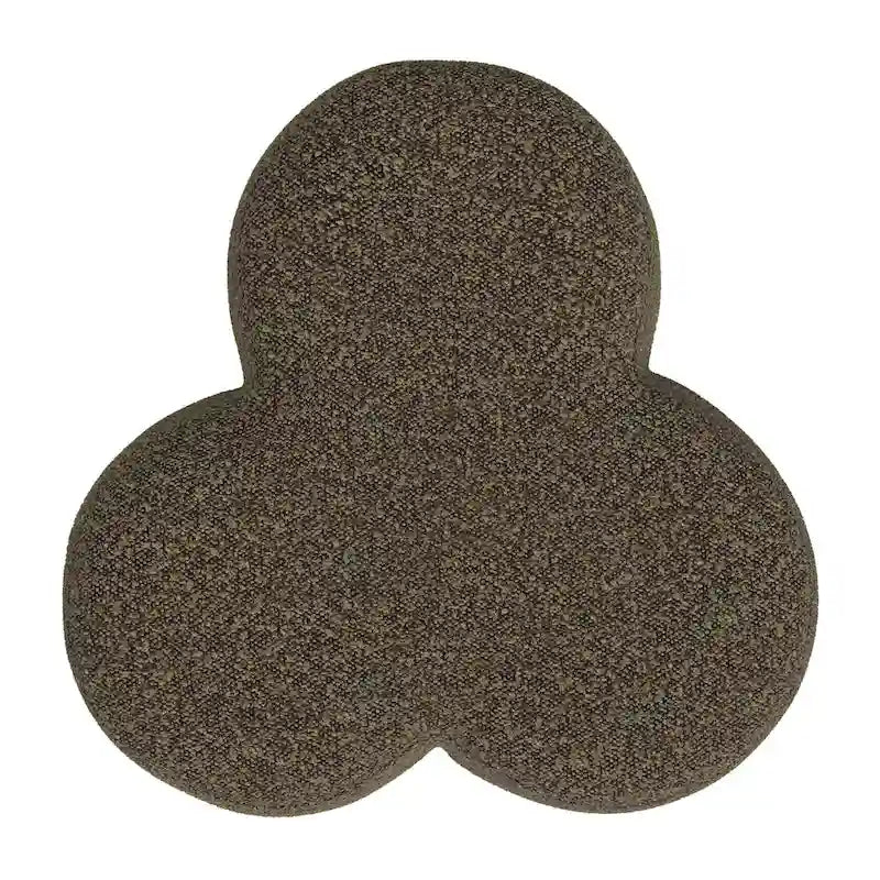 Pouf rotondo a forma di trifoglio con poggiapiedi e tessuto imbottito, seduta decorativa per il soggiorno