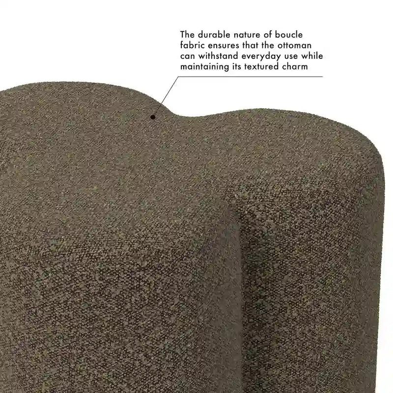 Pouf rotondo a forma di trifoglio con poggiapiedi e tessuto imbottito, seduta decorativa per il soggiorno